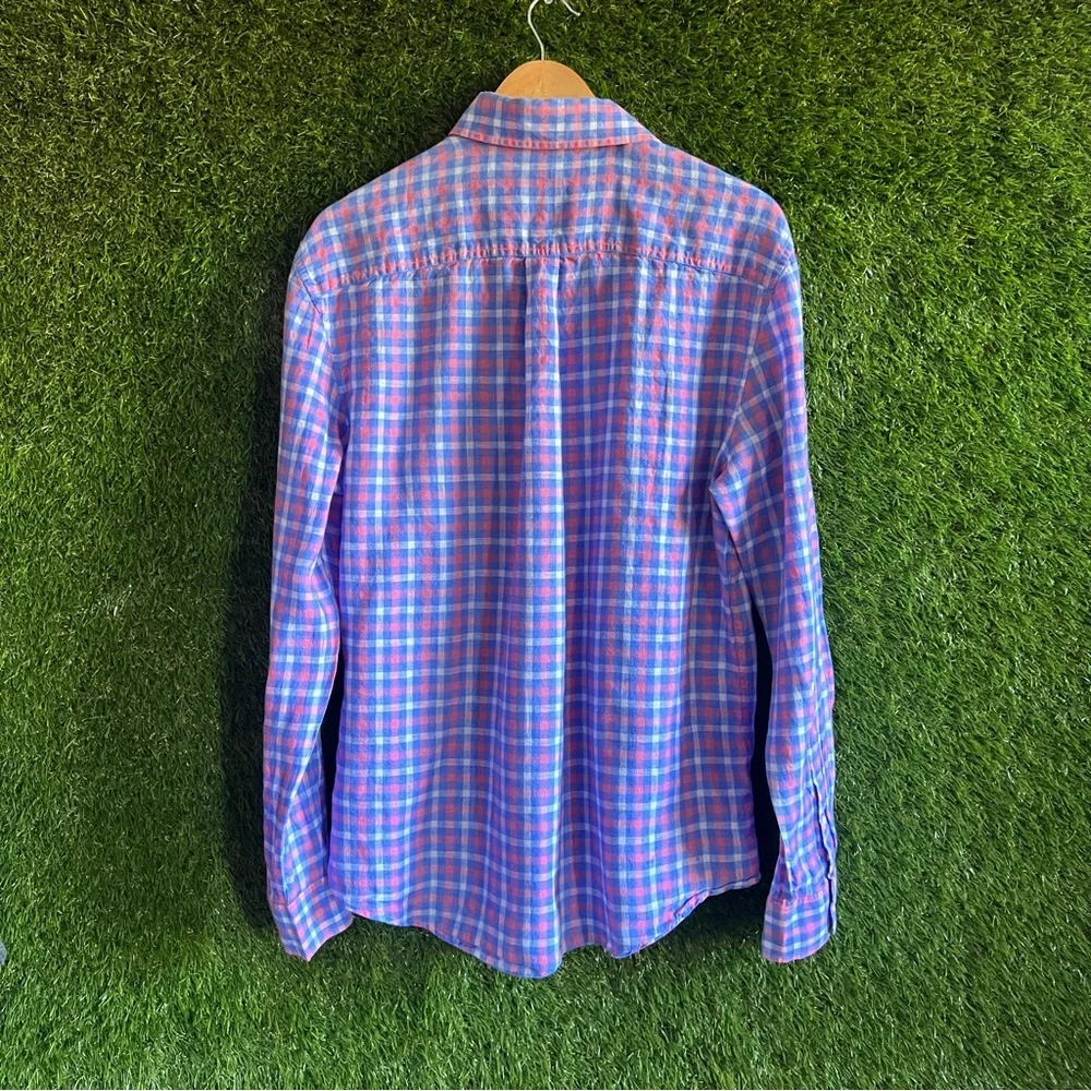 Johnnie-O Linen Check Button Down Shirt